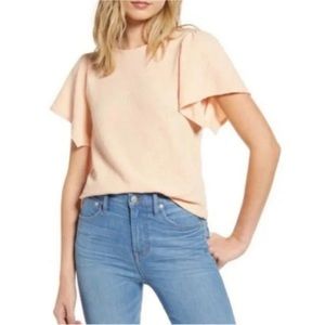 Madewell Light Pink Butterfly Sleeve Top